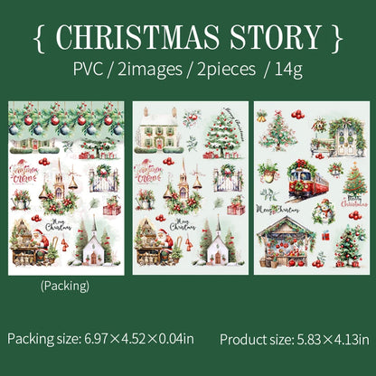 JIANQI 2pcs/pack pvc Stickers Christmas Party Creative Waterproof Adhesive DIY Hand Made Collage Junk Journal Scrapbook Supplies