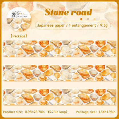 JIANQI 25mm*2m Paper Tapes Stone wall path DIY Scrapbooking Decor Photo Album Collage Junk Journal Materials Aesthetics Tape