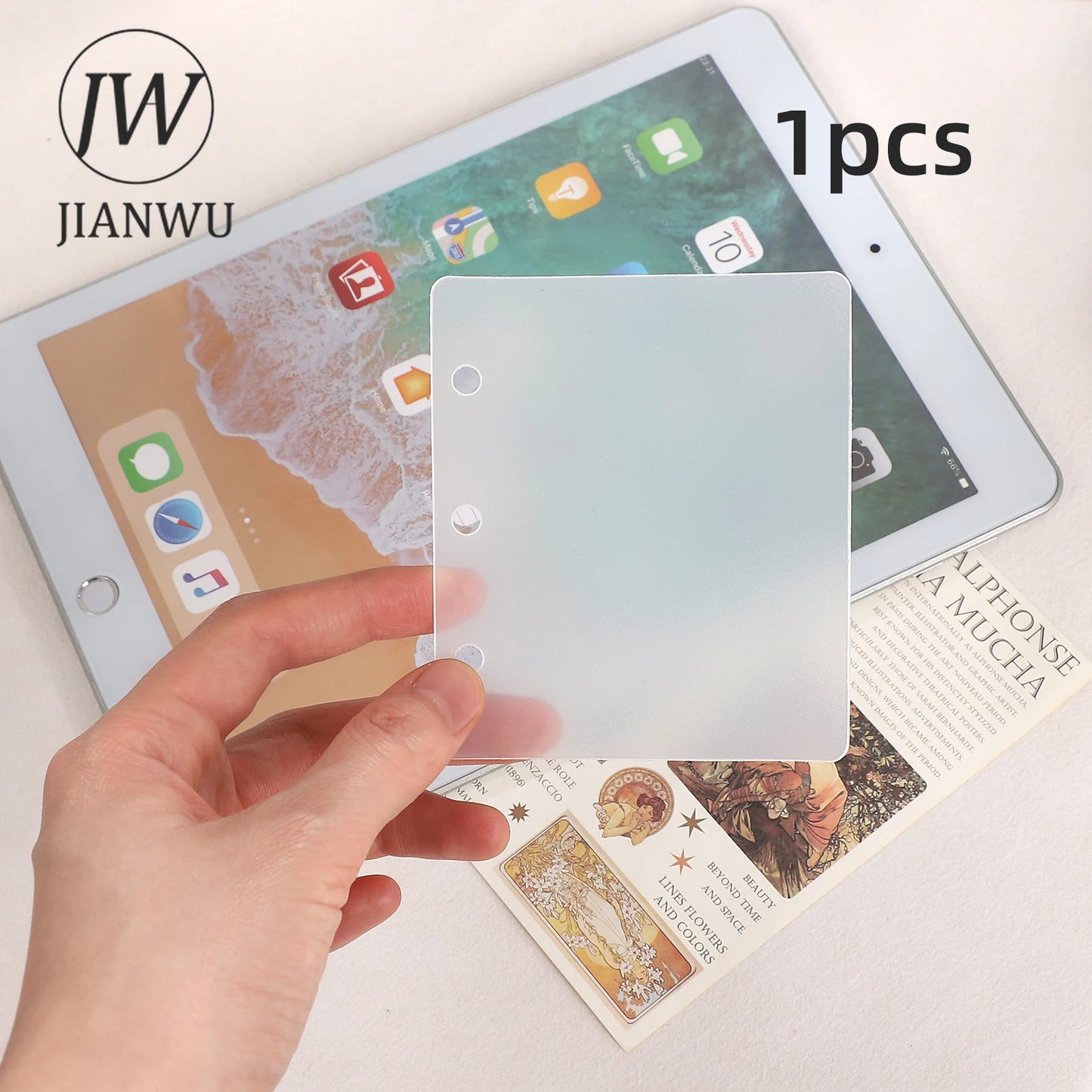 JIANWU Double Buckle A8Mini 3-hole Transparent Loose Leaf Material Storage Notebook Creative Journal Student Supplies Stationery