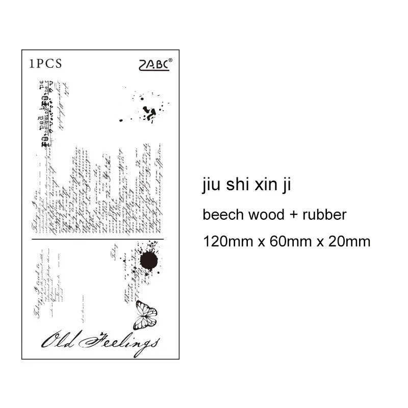 JIANWU Time Poetry Series Vintage English Text Poetry Collection Material Wooden Stamp Creative Student Supplies Stationery