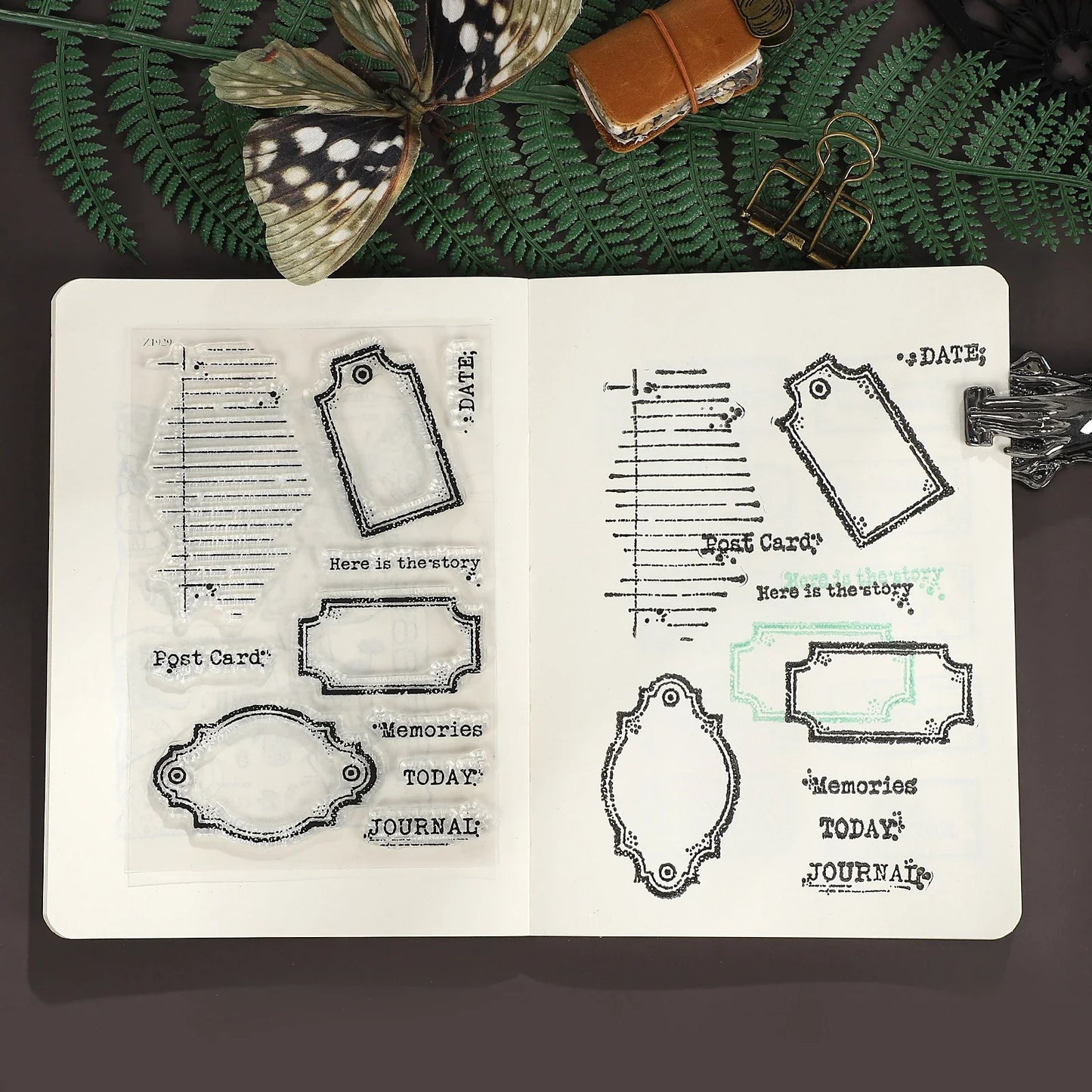 JIANWUVintage Butterfly Flower Label Character Landscape Material Collage Transparent Silicone Stamp Creative Journal Stationery