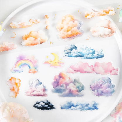 JIANQI 50mm*2m Ins Transparent PET Tapes Rainbow clouds DIY Scrapbooking Collage Stationery Decor Journalling Materials Tapes