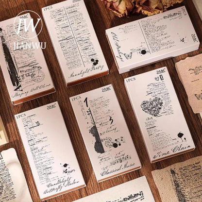 JIANWU Time Poetry Series Vintage English Text Poetry Collection Material Wooden Stamp Creative Student Supplies Stationery