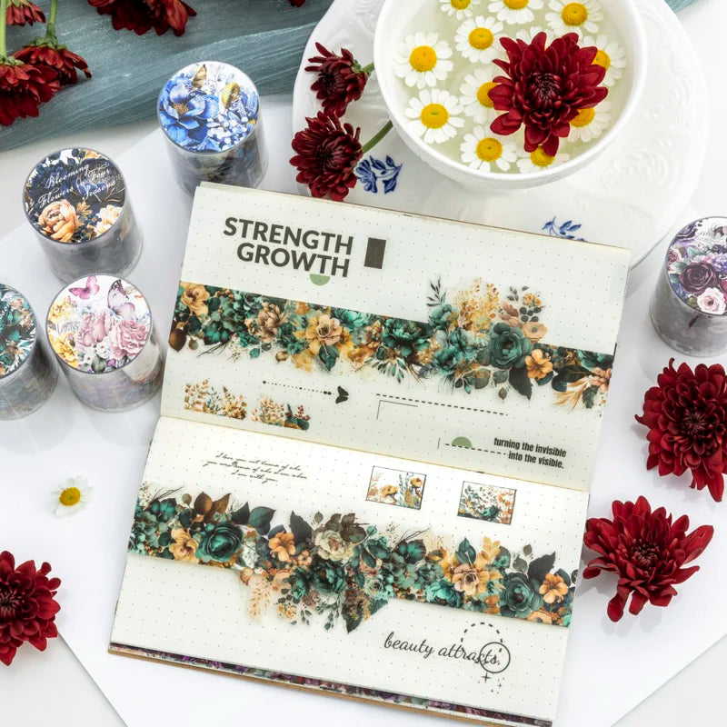 50mm*2m PET Natural Plant Flowers tape Sticker Decorative collage Adhesive Diy Scrapbooking hand made Masking tape