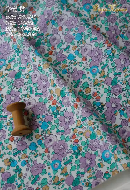 145x50cm Pastoral Floral Poplin Cotton Fabric DIY Children's Wear Cloth Make Bedding Quilt Decoration Home