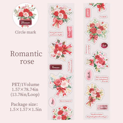 1 roll Flowers in full bloom PET Decorate Adhesive Tape Retro Plant Masking Washi Tape Scrapbooking Stickers Label Stationery