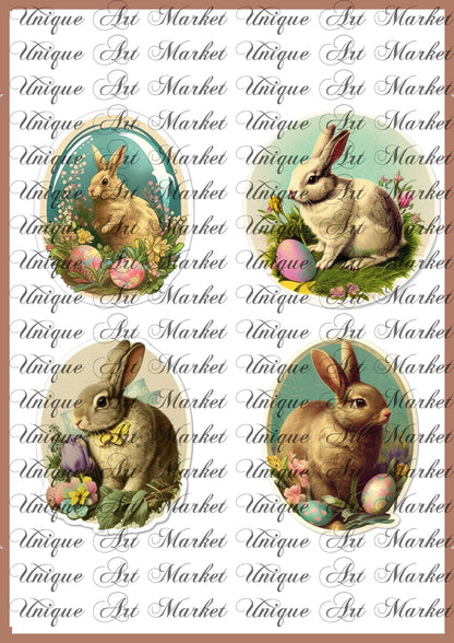Vintage Easter bunnies Ephemera sticker, Easter Bunny , Easter Ephemera , Journal Printable, Junk Journal , Collage Paper, Easter Scrapbook,