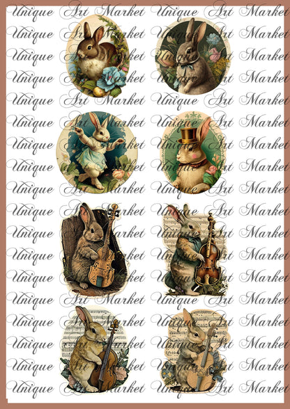 Vintage Easter bunnies Ephemera sticker, Easter Bunny , Easter Ephemera , Journal Printable, Junk Journal , Collage Paper, Easter Scrapbook,