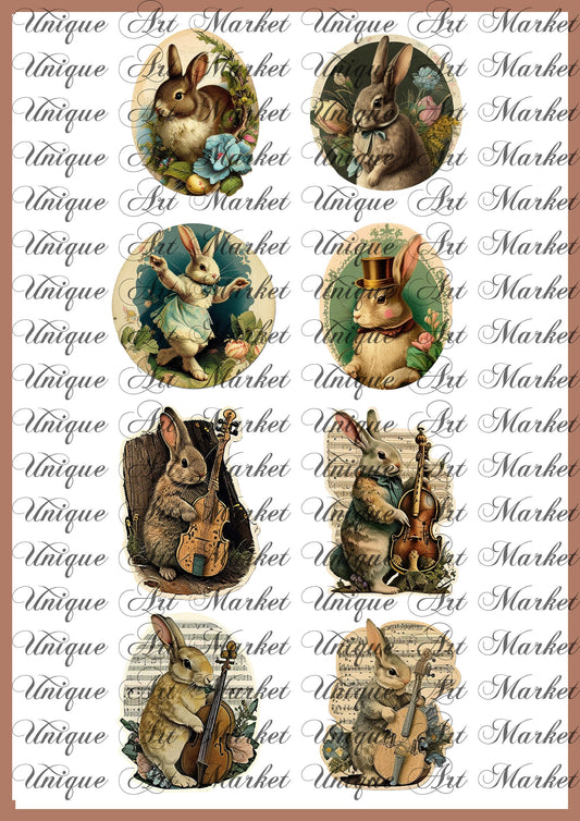Vintage Easter bunnies Ephemera sticker, Easter Bunny , Easter Ephemera , Journal Printable, Junk Journal , Collage Paper, Easter Scrapbook,