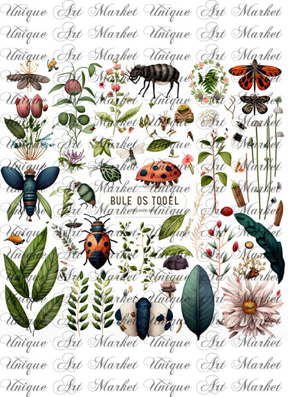 Junk Journal Kit, Fussy Cut, Bird, Bees, Bug, Beekeeper, Printable, Easter, Spring, Egg, Cricut, Ephemera, UniqueArtMarkt , Digital Download