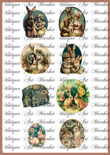 Vintage Easter bunnies Ephemera sticker, Easter Bunny , Easter Ephemera , Journal Printable, Junk Journal , Collage Paper, Easter Scrapbook,