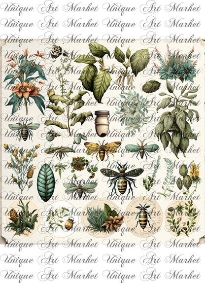 Junk Journal Kit, Fussy Cut, Bird, Bees, Bug, Beekeeper, Printable, Easter, Spring, Egg, Cricut, Ephemera, UniqueArtMarkt , Digital Download
