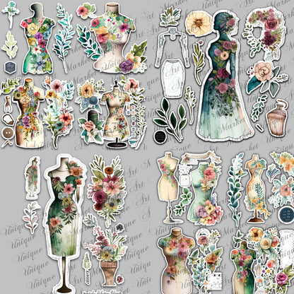 Junk Journal, Sewing, Florals, ADD ON, Kit, Machines, Seamstress, Vintage, Thread, Flowers, UNIQUE , Printable, Digital Download Collage