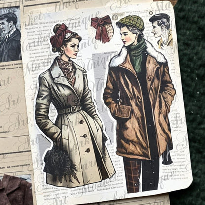 Fussy Cut Vintage fashion women ladies ephemera, printable, Australasian Sketcher Melbourne , PNG images, junk journaling, fussy cut, kit