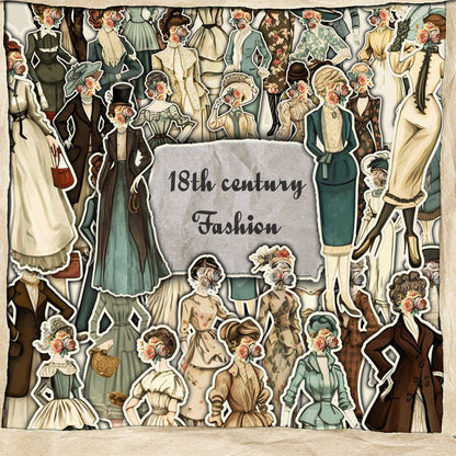 Fussy Cut Vintage fashion women ladies, printable, Digital instant download, 144 images 12 pages to cut, junk journaling, Ephemera, clothes