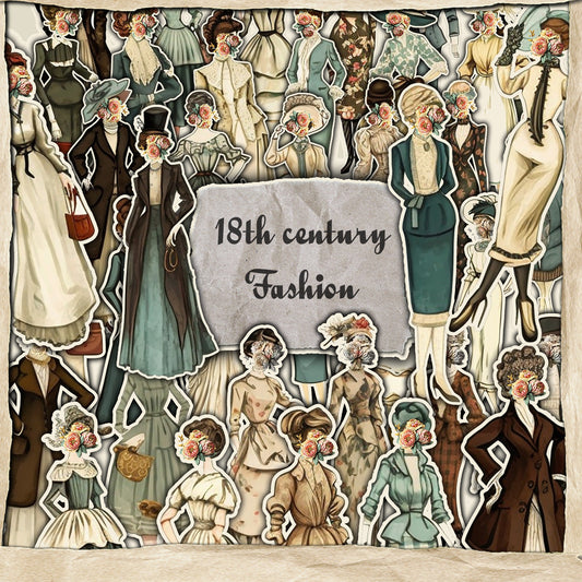 Fussy Cut Vintage fashion women ladies, printable, Digital instant download, 144 images 12 pages to cut, junk journaling, Ephemera, clothes