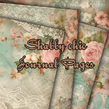 Vintage shabby chic Journal Pages , Digital Papers , shabby chic Ephemera Pack , Scrapbooking Junk Journaling , Printable Download , Floral