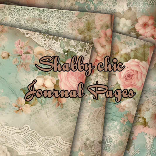 Vintage shabby chic Journal Pages , Digital Papers , shabby chic Ephemera Pack , Scrapbooking Junk Journaling , Printable Download , Floral