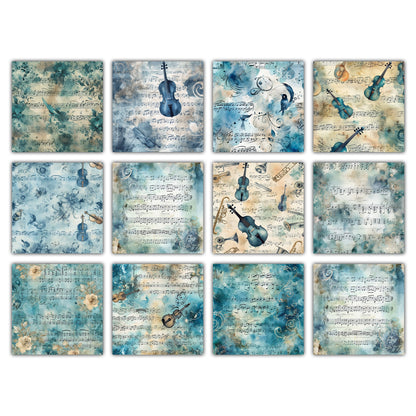 Vintage music Journal Pages , Digital Papers , Music Ephemera Pack , Scrapbooking Junk Journaling , Printable Download , Blue ephemera junk