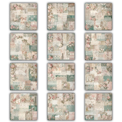 Vintage shabby chic Journal Pages 02, Digital Papers , Shabby Chic Backgrounds , Scrapbooking Junk Journaling , Printable Download , Floral