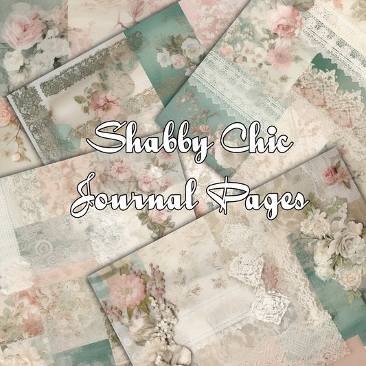 Vintage shabby chic Journal Pages 02, Digital Papers , Shabby Chic Backgrounds , Scrapbooking Junk Journaling , Printable Download , Floral