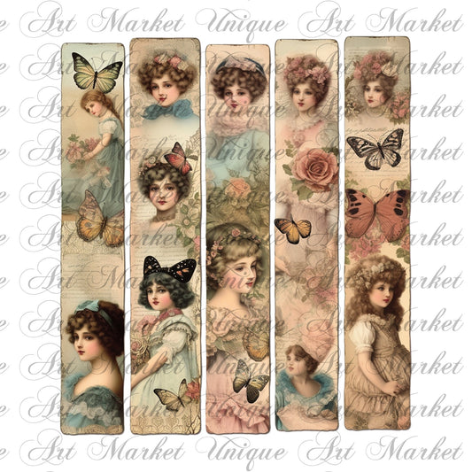 Vintage Victorian  printable bookmark , printable paper victorian digital collage sheet instant download mixed media journal art ephemera