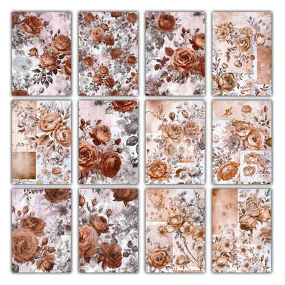 Vintage floral Journal Pages , Digital Papers , floral ephemera pack , Scrapbooking junk Journaling , Printable Download , Blue flowers
