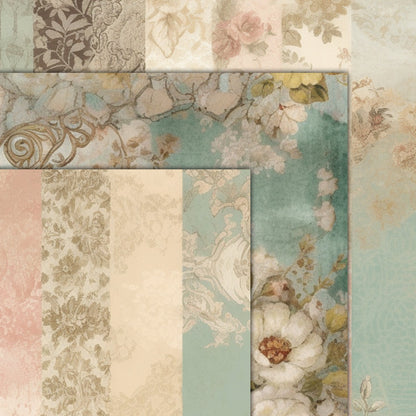 Vintage shabby chic Journal Pages V03, Digital Papers , Shabby Chic Backgrounds , Scrapbooking Junk Journaling , Printable Download , Floral