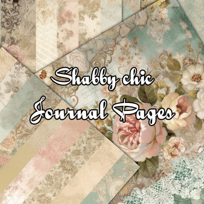 Vintage shabby chic Journal Pages V03, Digital Papers , Shabby Chic Backgrounds , Scrapbooking Junk Journaling , Printable Download , Floral