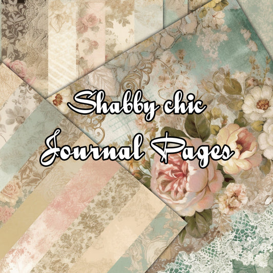 Vintage shabby chic Journal Pages V03, Digital Papers , Shabby Chic Backgrounds , Scrapbooking Junk Journaling , Printable Download , Floral