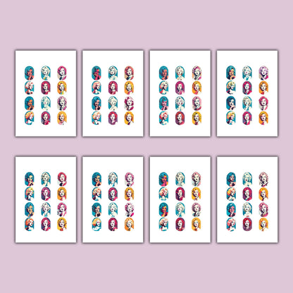 Retro Vintage Sticker: Marilyn Monroe Fussy Cut, Classic Hollywood Icon , Printable  stickers ,  pink blue / digital sticker collage