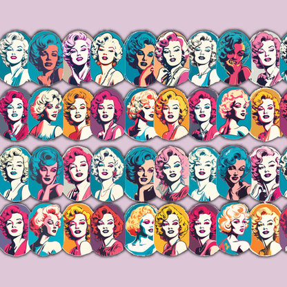 Retro Vintage Sticker: Marilyn Monroe Fussy Cut, Classic Hollywood Icon , Printable  stickers ,  pink blue / digital sticker collage