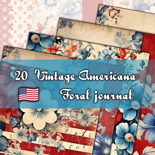 Vintage Floral Journal Papers  A4 Printable Collection - Americana Inspired Designs for Scrapbooking, Crafts, and Stationery