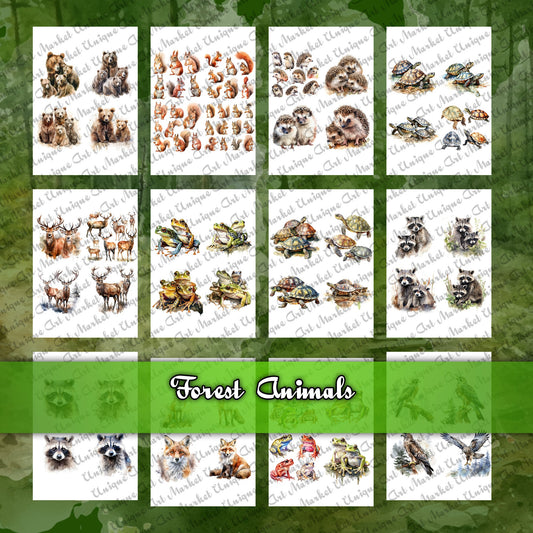 Magical Forest Digital Printable Bundle : Kids, Animals, Fantasy World, Plants , Tags and More! PNG, JPG, PDF , junk journal , ephemera, kit
