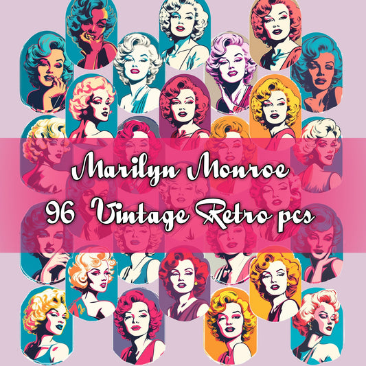 Retro Vintage Sticker: Marilyn Monroe Fussy Cut, Classic Hollywood Icon , Printable  stickers ,  pink blue / digital sticker collage