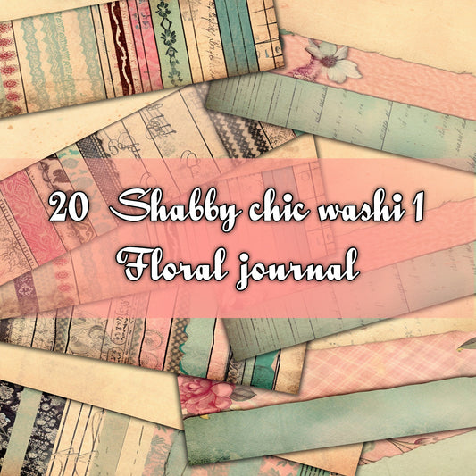 Vintage shabby chic washi Journal Pages, v04, Digital Papers, Shabby Chic Backgrounds , Scrapbooking Junk Journaling , Printable Download .