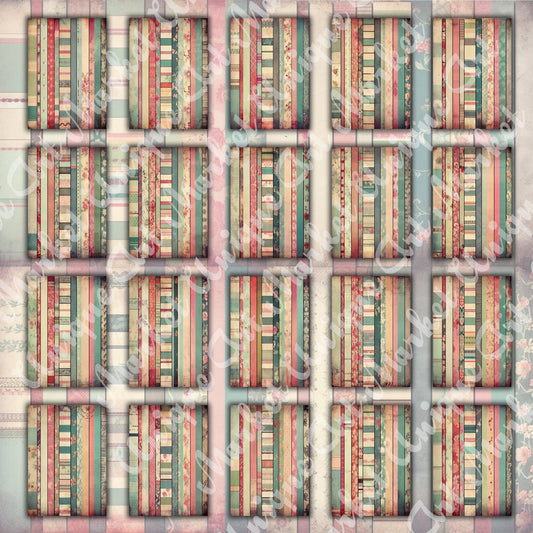 Vintage shabby chic washi Journal Pages, v06, Digital Papers, Shabby Chic Backgrounds , Scrapbooking Junk Journaling , Printable Download .