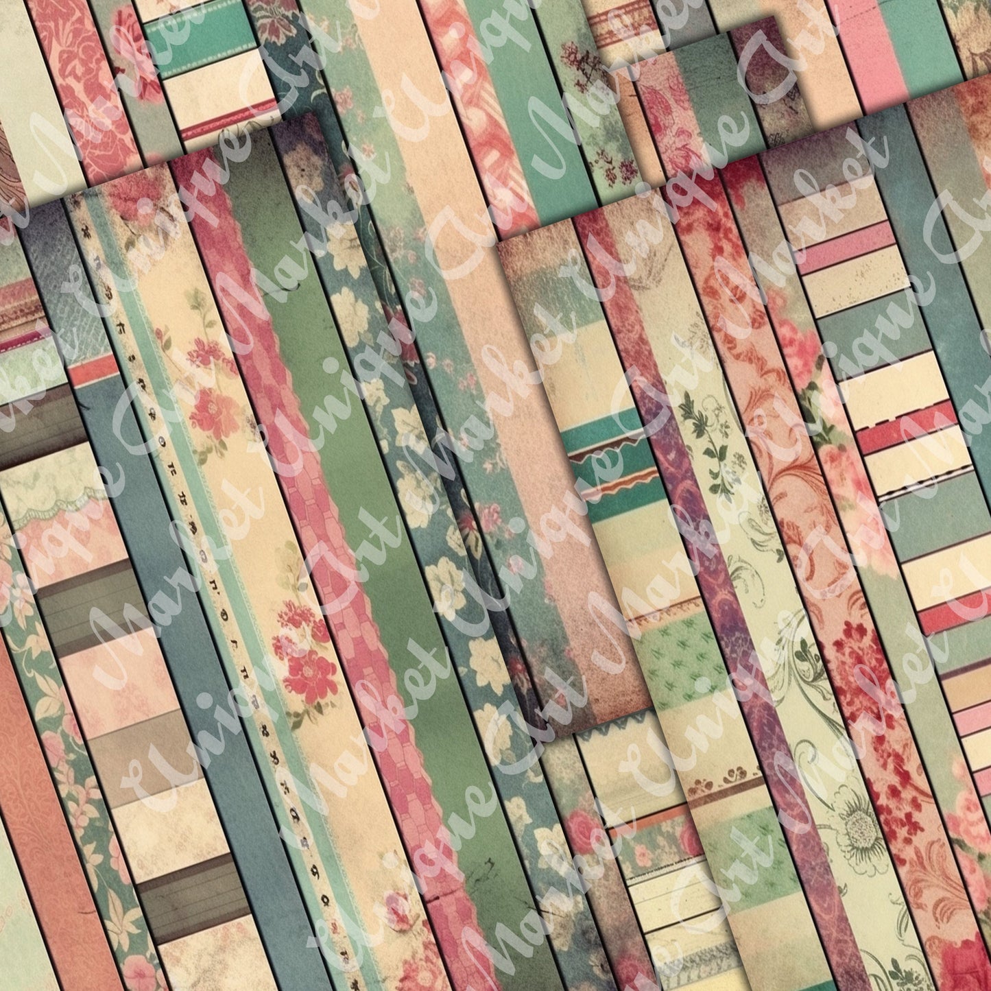 Vintage shabby chic washi Journal Pages, v07, Digital Papers, Shabby Chic Backgrounds , Scrapbooking Junk Journaling , Printable Download .