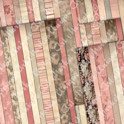 Vintage shabby chic washi Journal Pages, v08, Digital Papers, Shabby Chic Backgrounds , Scrapbooking Junk Journaling , Printable Download .