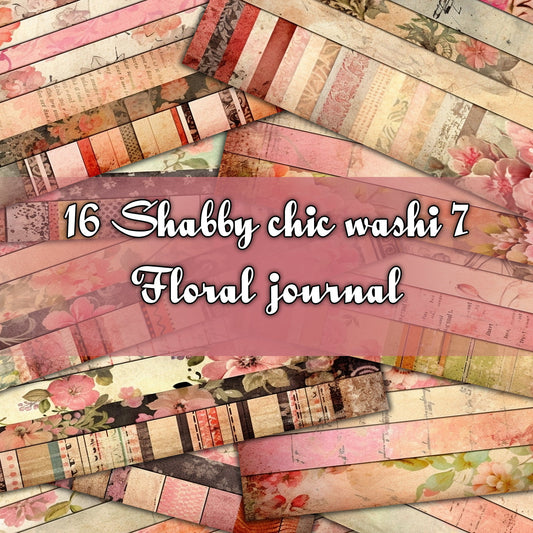 Vintage shabby chic washi Journal Pages, v10, Digital Papers, Shabby Chic Backgrounds , Scrapbooking Junk Journaling , Printable Download .