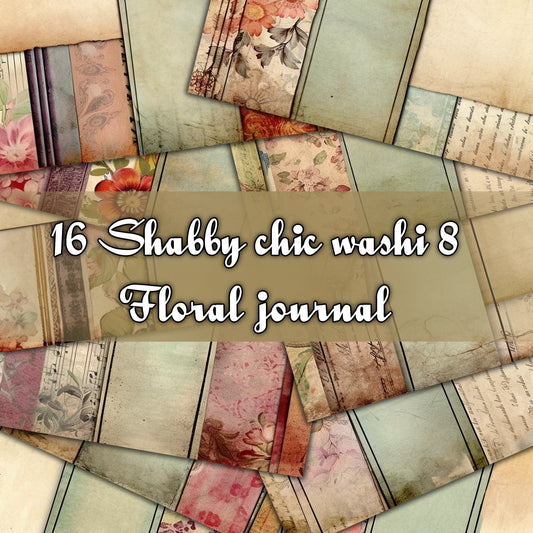Vintage shabby chic washi Journal Pages, v11, Digital Papers, Shabby Chic Backgrounds , Scrapbooking Junk Journaling , Printable Download .