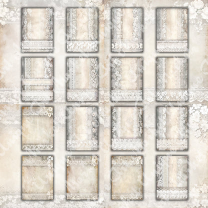 Vintage White Lace Journal Pages, V02, Digital Papers, Gothic Backgrounds , Scrapbooking Junk Journaling , Printable Download, White Lace