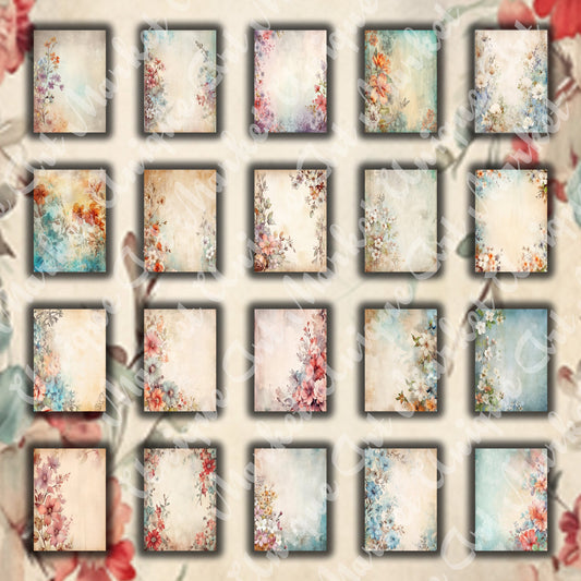 Vintage Harmonious flowers journal paqes, Digital Papers, floral Backgrounds , Scrapbooking Junk Journaling , Printable Download,