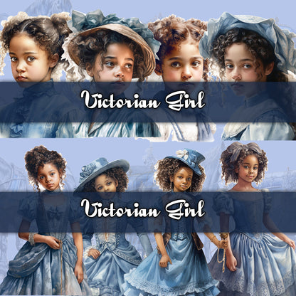 Victorian Girl fussy cut, Horses, carriages, blue theme, ephemera, junk journal, scrapbook, collage, digital printable, commercial use, Png