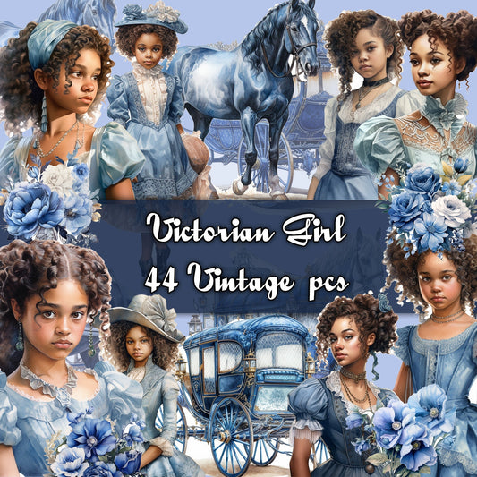 Victorian Girl fussy cut, Horses, carriages, blue theme, ephemera, junk journal, scrapbook, collage, digital printable, commercial use, Png