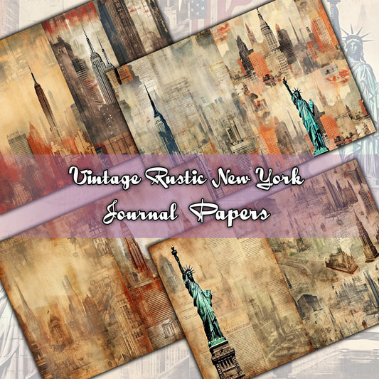 Vintage Rustic new york Journal Pages , Digital Papers, boho Background , Scrapbooking Junk Journaling , rustic journal , printable . kits