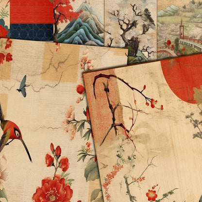 Vintage Rustic Japan Journal Pages , Digital Papers, japanese Background , Scrapbooking Junk Journaling , rustic journal , printable . kits