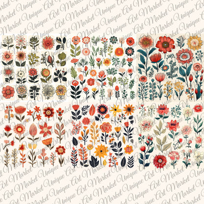 Vintage Printable Fussy Cuts Flowers Mega Pack V4, 24 Digital Fussy Cut Flower sheet, vintage, Printable Flowers, Ephemera junk Journal kit
