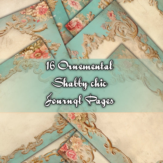 Vintage shabby chic Journal Pages, v03, Digital Papers, Shabby Chic Backgrounds , Scrapbooking Junk Journaling , Printable Download , Floral