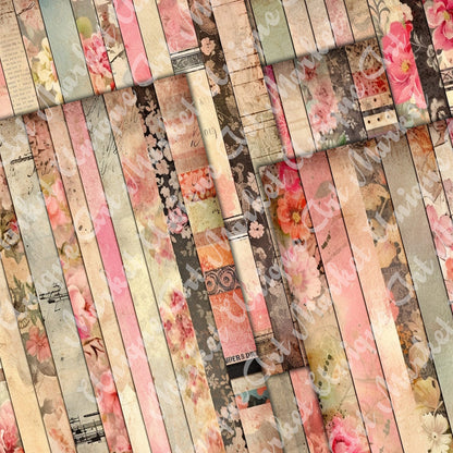 Vintage shabby chic washi Journal Pages, v10, Digital Papers, Shabby Chic Backgrounds , Scrapbooking Junk Journaling , Printable Download .